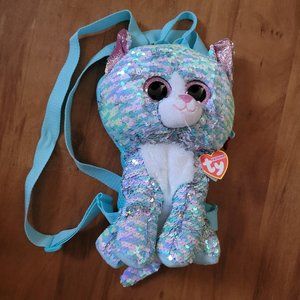 TY Fashion Whimsy Kitty Cat Backpack Sparkly Sequin TY Fashion Stuffed Animals